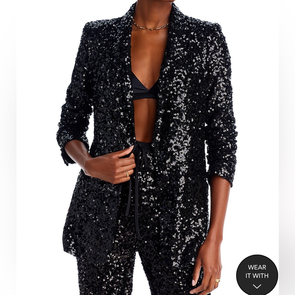 AQUA BLACK SEQUIN BLAZER SIZE XS